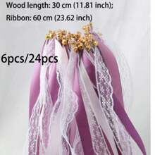 Wedding Ribbon Wand With Bell, Lace Fairy Party Ribbon Wand; Colorful Faux Silk Satin Ribbon, Suitable For Various Parties, Birthdays And Festive Events; Holiday Decoration, Birthday Arrangement, Decorative Handheld Wand; Exquisite Lace Craftsmanship, Lightweight Wand Body; Bell Ribbon Style; Suitable For Handmade DIY Enthusiasts And Event Planners - View 12