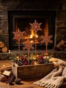 1 Set Christmas Garden Decor Stakes, Alternating Hollow Snowflake Design, Suitable For Christmas And Winter Themed Yard And Garden Decoration, Applicable To Patio, Guest Room And Outdoor Party - A - View 5