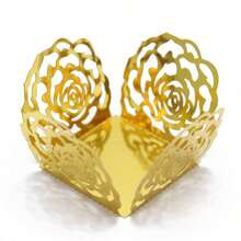 10pcs/Pack Wedding Gift Decoration Stand, Banquet Table Centerpiece, Home Decor, Valentine's Day Gift Accessory, Wedding Holiday Tabletop Decoration Box, Wedding Party Gift Packaging Box, Hollow Rose Floral Edge Style Flower Holder Ornament - Multiple Styles - View 9