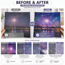 1 Roll Holographic Self-Adhesive Cold Laminating Film, Transparent Vinyl Protective Film, No Heat Needed, Clear Sticker Laminate For DIY Crafts, Photos & Labels - Fireworks Style - View 5