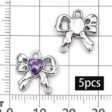 5/20pcs Purple Rhinestone Charms Bow Star Moon Heart Butterfly Bear Pendant For DIY Bracelet Necklace Earring Coquette Y2K Jewelry Making Findings - Purple - View 20