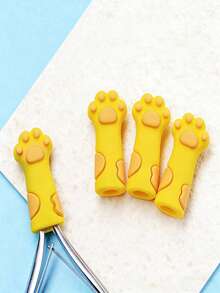 1pc Random Color Cute Cat Paw Nail Protector, Practical Anti-Drop Nail Tool Silicone Cap - Multicolor - View 4