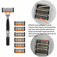 2pcs Black NICE Handle 36pcs Replacement Blades 6-Layer Manual Shaving Set | Men's Manual Shaving Set With 6-Layer Stainless Steel Blades | Reusable, Smooth & Comfortable, Clean Shave, Easy To Clean With Direct Rinsing - A - View 12