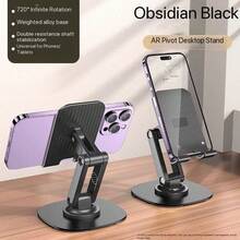 Dudukan Ponsel Meja Putar 360°, Dudukan Ponsel dan Tablet Lipat Universal dengan Bantalan Anti-Selip, Alas Logam Berbobot, Dapat Diatur Dua Sumbu, Dudukan Multifungsi Portabel untuk Meja Kantor, Kuning - MultiWarna - View 13