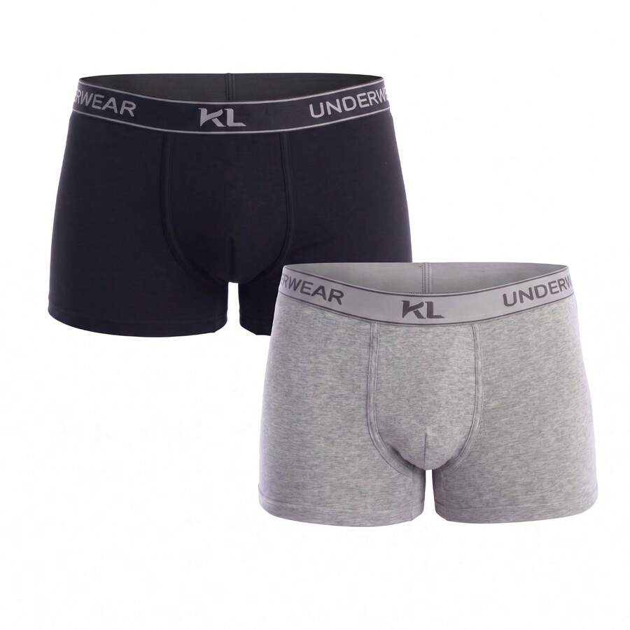 Kisses and Love Pack 2 Bóxers Hombre de Algodón Elástico KLB1 - Gris-negro - Ver 1