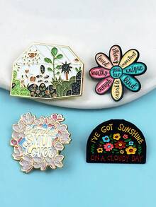 1 buah Bros Logam Paduan Berwarna-warni dengan Kutipan Bahasa Inggris Bermotif Bunga, Aksesori Pakaian Sehari-hari & Tas Ransel Wanita - MultiWarna - View 3