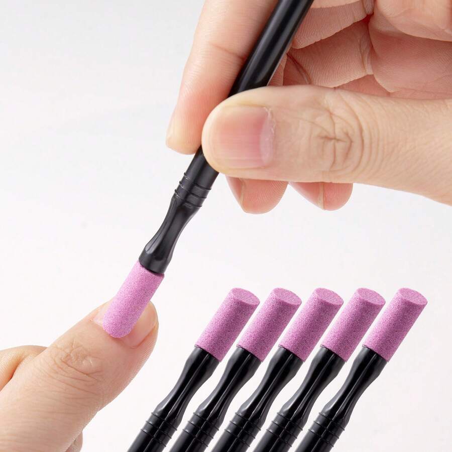 Double-Ended Quartz Nail Cuticle Pusher, Manicure Dead Skin Removal Tool - Black - View 1