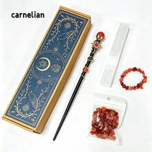 1box Amethyst Witch Crystal Wand Altar Kit, Natural Crystal Stones Selenite Wand Bracelet Wicca Ritual‑Supplies, Spiritual Decor Halloween Witchcraft - Scepter Plaster Set - View 10