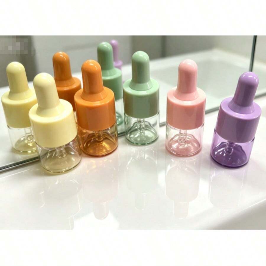 2‑Pack 5ml Random Multi‑Color Glass Dropper Bottles, Cosmetic Vials For Essential Oils, Serums & Facial Liquids, Travel Bottle Set - View 1