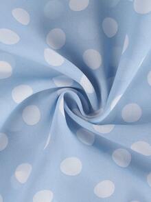 Women's Plus Size Casual Polka Dot Ruffle Blouse, Romantic Elegant Vacation Top - Baby Blue - View 5