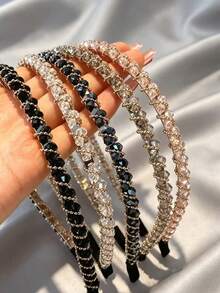 5pcs Rhinestone Crystal Headband For Women, Light Luxury, High-End Feel, Elegant, Simple, Internet Celebrity Hairband, Outer Hair Accessories - Multicolor - View 8