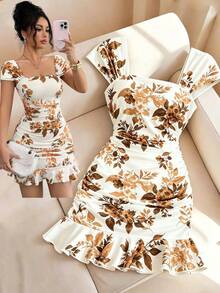 Women Short Dresses - Yellow - View 8
