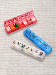 2/1pc Portable Mini Pill Box, Letter Pill Case, Cute Pink 7-Day Travel Medication Storage Container, Compartment Organizer, Portable Morning & Night Pill Holder - one-size - View 8