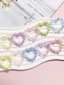 10 buah Akrilik 38x43mm Cincin Hati Besar Warna-warni Gaya Liontin Rantai Ponsel DIY Gantungan Kunci Aksesoris Perhiasan - Cincin hati besar berlapis glasir - View 1