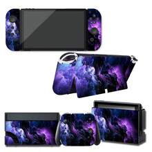 Purple Nebula Universe Cloud Pattern Sticker Set Compatible With Switch OLED Console, Vinyl Protective Skin, Waterproof, Scratch-Resistant, Durable, Removable, No Residue, Compatible With Console, Controller And Dock - View 1