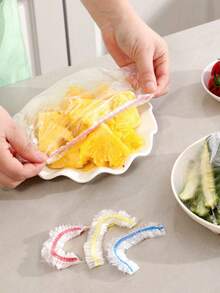 200/100/50/10pcs Transparent Summer Food Preservation Covers, Stretchable Transparent Plastic Plate Covers, Leak-Proof Dust-Proof Plastic Food Wrap, Reusable Bowl Covers; Designed For Home Food Storage - Colorful - View 4