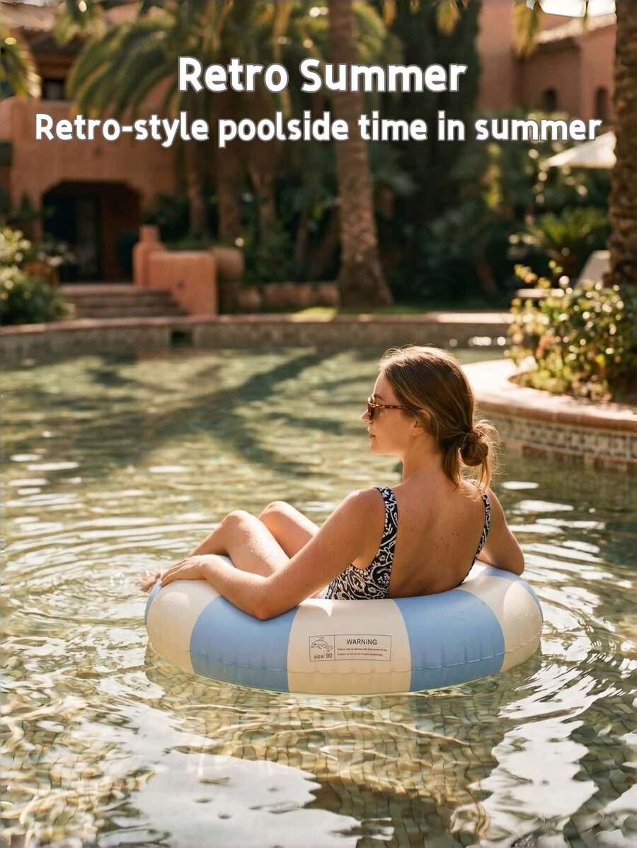 1pc Plaid Pattern Inflatable Swim Ring Pool Float Adult Inflatable Pool Swim Ring Suitable For Summer Water Sports, Pool Party, Beach Party, Swimming Pool, Beach, Summer Vacation Swim Ring - Swim Ring - View 1