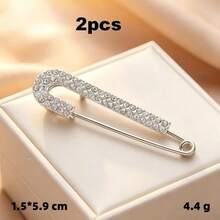 2pcs Elegant Gold And Silver Rhinestone Sweater Cardigan Brooches - Luxury Minimalist Design, Exuding High-End Fashion - Oversized Size, Creating Eye-Catching Look, Secure Wear, Perfectly Showcasing Confident And Elegant Elegant, Halloween - Multicolor - View 22