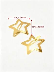 60/40/20pcs Gold Five-Pointed Star Hair Clips, Silver Women's Side Bangs Bare Clips, Hair Clips, Loose Hair BB Clips - Multicolor - View 6