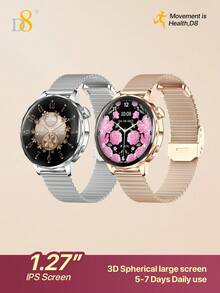 D8 女款智慧手錶 Elegant Moment Light Bloom，1.27 吋 360*360 HD 全觸控螢幕，可接聽/撥打電話，超清晰螢幕健身追蹤器，心率/睡眠/血氧監測，相容 iPhone/Android，110+ 種運動模式 - 彩色 - 查看 2