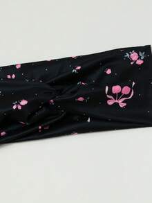 3件組歐美跨境基礎印花蝴蝶結髮箍，高彈力可愛甜美花卉蝴蝶結櫻桃髮飾髮箍 - 彩色 - 查看 2