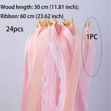 Wedding Ribbon Wand With Bell, Lace Fairy Party Ribbon Wand; Colorful Faux Silk Satin Ribbon, Suitable For Various Parties, Birthdays And Festive Events; Holiday Decoration, Birthday Arrangement, Decorative Handheld Wand; Exquisite Lace Craftsmanship, Lightweight Wand Body; Bell Ribbon Style; Suitable For Handmade DIY Enthusiasts And Event Planners - View 11