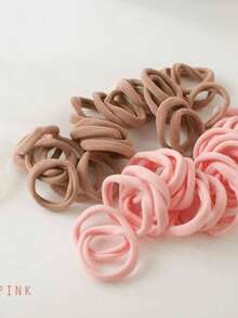 50pcs/Set Bagged Six-Color Hair Ties - Pink - View 2
