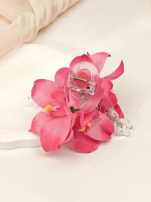 Women's Hair Accessory Spring Summer Bohemian Style Pink Blue Purple Fuchsia Dual Artificial Orchid Hair Claw Clip Back Of Head Hair Clip - Multicolor - View 13