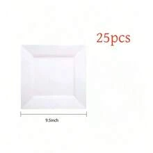 25/50 Pcs White Square Plates Set, 9.5/6.5 Inch Serving Trays For Everyday Dining & Autumn Festivities, Classic Dinnerware For Family Cooking And Entertaining, Ideal For Halloween Christmas & Thanksgiving - White - View 16