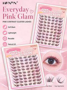 WANPIN WAN PIN School Girl 10-Row Large Capacity Cluster False Eyelashes, 9-12mm C Curl Natural Slim Style, Mixed Length Segmented Lashes, 3D Voluminous Layered Design, Glue-Free Option, Easy To Wear, Suitable For Daily Eye Makeup - C - View 7
