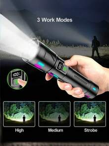 1 buah Senter LED Super Terang dengan Zoom dan Magnet Ekor; Bahan Paduan Aluminium, Fungsi Zoom Teleskopik, 800 Lumens, Isi Ulang USB-C. Cocok untuk Penggunaan Luar Ruangan dan Rumah Tangga - Penting untuk Berkemah dan Perjalanan. - Bintang - View 4