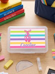 1pc Personalized Clear Plastic Pencil Case, Custom Text Pencil Box, Cute Pattern Stationery Storage Box, Back To School Gift For School - Multicolor - View 11