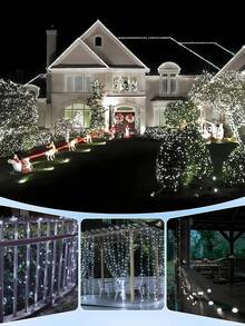1pc 20/50/100/200LED Solar Lights, Outdoor Solar Christmas Lights, 8 Flashing Modes, IP65 Waterproof Fairy Lights, Suitable For Christmas Tree, Garden, Wedding, Camping, Halloween, Trees, Party, Autumn, House, Christmas Decoration - Solar Led String Light - View 13