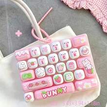 1 buah + Keyboard 26 Tombol + Liontin Kartun Hewan + Gantungan Kunci Kreatif + Hadiah Keyboard Penghilang Stres - MultiWarna - View 11