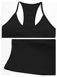 MFVIM Women's Versatile Yoga Casual Set, Tank Top + Wide Leg Pants, Suitable For Gym, Running, Pilates - Black - View 11