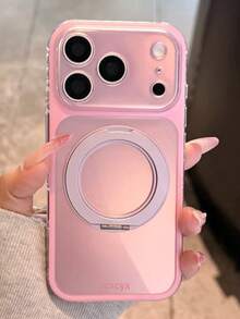 Minimalist Solid Color Laser With 360 Rotate Bracket Phone Case Compatible With IPhone 18 Pro Max 18 Pro 18 17 Pro Max 17 Pro 17 16 Pro Max 16 Pro 16 15 Pro Max 15 Pro 15 Luxury Shockproof Soft Back Cover - Pink - View 2