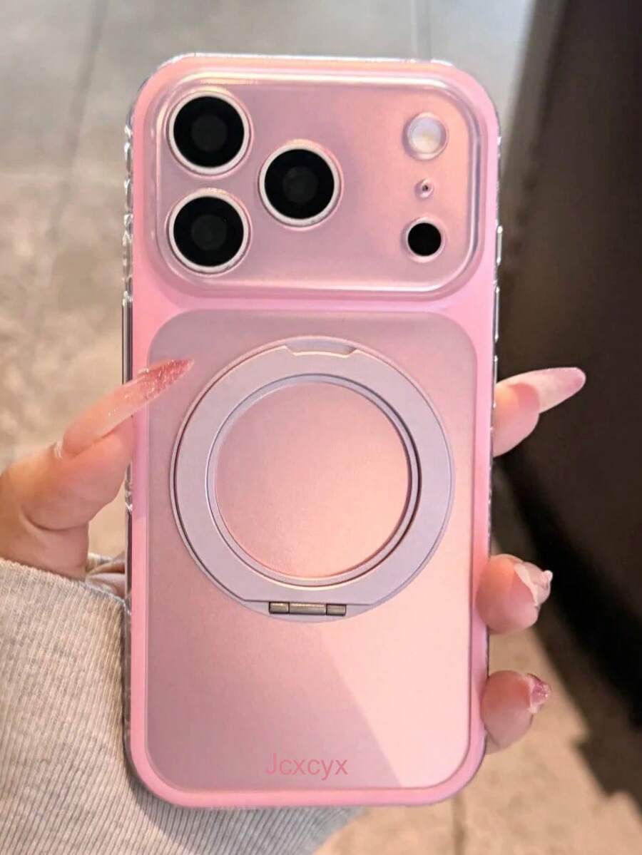 Minimalist Solid Color Laser With 360 Rotate Bracket Phone Case Compatible With IPhone 18 Pro Max 18 Pro 18 17 Pro Max 17 Pro 17 16 Pro Max 16 Pro 16 15 Pro Max 15 Pro 15 Luxury Shockproof Soft Back Cover