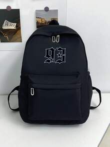 1 pieza Mochila de moda de unicolor para hombres, mochila versátil de gran capacidad para uso casual, desplazamientos y estudiantes, para hombres y mujeres - Negro - Ver 1