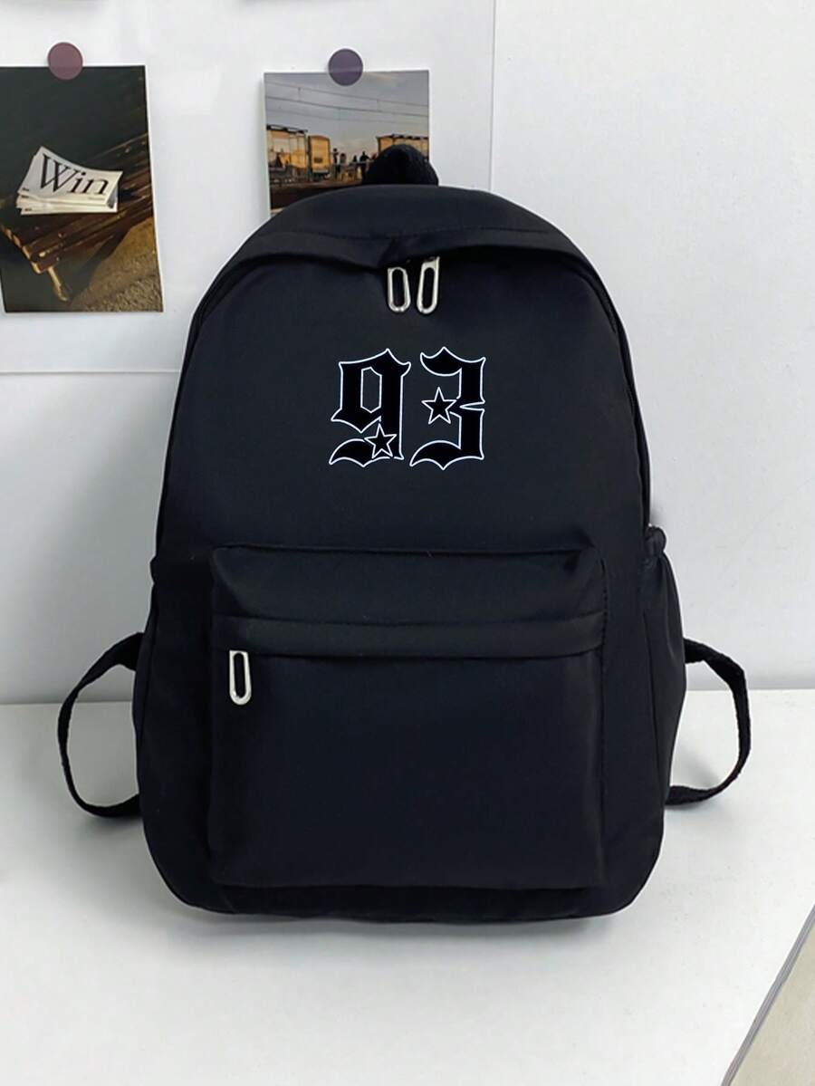 1 pieza Mochila de moda de unicolor para hombres, mochila versátil de gran capacidad para uso casual, desplazamientos y estudiantes, para hombres y mujeres - Negro - Ver 1