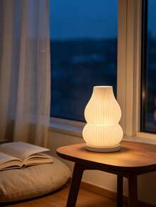 1pc Cream Style Vertical Striped Gourd Lamp Shade, Translucent Table Lamp Shade, Homestay Living Room Atmosphere Light Replacement Outer Lamp Shade - Gourd Lampshade - View 8