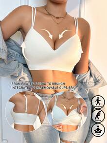Women's Ivory Wire-Free Push-Up Bra, Ribbed Fixed Cups, Comfortable Anti-Slip Anti-Sag, Adjustable Straps, Soft Fashionable Everyday Lingerie - Beige - View 3
