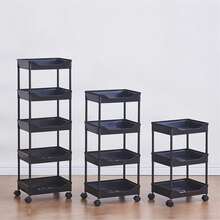 1 pieza Carrito de almacenamiento rodante multifuncional, estantería de almacenamiento móvil de plástico, organizador de pie para dormitorio, cocina, baño, inodoro, estantería de almacenamiento de varias capas - Ver 3