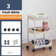 1 pieza Carrito de almacenamiento rodante multifuncional, estantería de almacenamiento móvil de plástico, organizador de pie para dormitorio, cocina, baño, inodoro, estantería de almacenamiento de varias capas - Ver 14