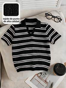 Young Boys Knit Tops - Black - View 2