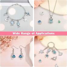 5/20pcs Blue Rhinestone Charms Star Moon Bat Heart Dolphin Shell Butterfly Pendant For DIY Bracelet Necklace Earring Y2K Jewelry Making Findings - Blue - View 6
