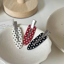 6pcs Fashion New Premium Girl Polka Dot Retro High-End Small Hair Clips Side Bang Clips Hair Accessories - Multicolor - View 4