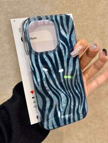 Luxury Leopard Print 4-Color Patchwork Wavy Zebra Pattern Phone Case Compatible With IPhone 18 Pro Max 18 Pro 17 Pro Max 17 Pro 17 Air 17 12 13 14 15 16 Pro Max 14 Plus 15 Plus 16 Plus 11 17 16 15 14 13 12 Smooth Protective Shell - Blue - View 3