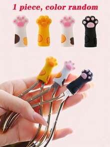 1pc Random Color Cute Cat Paw Nail Protector, Practical Anti-Drop Nail Tool Silicone Cap - Multicolor - View 8