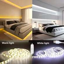 1 Roll 5V USB LED Light Strip With Switch, Warm White/White LED Light Strip, USB LED Light Suitable For Indoor Bedroom Home Decor Living Room, TV Backlight, Cabinet, Mirror, Halloween, Christmas, Hallway, Wedding Decoration - White - View 1