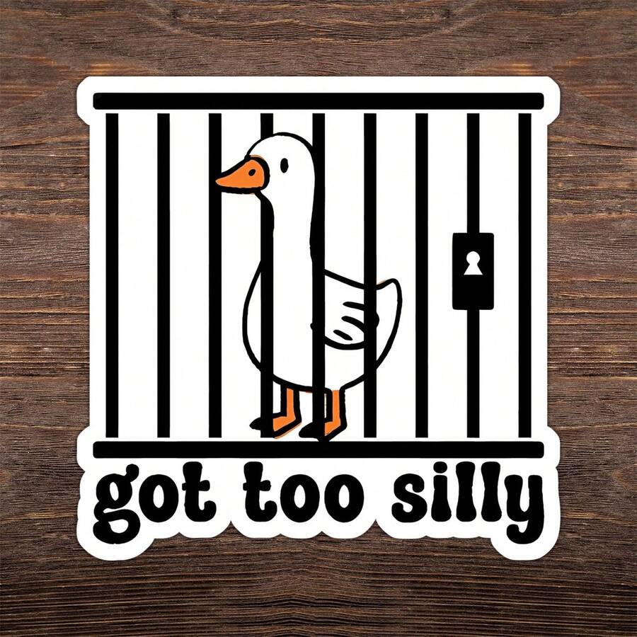 1PC Got Too Silly Funny Goose Sticker, Cute Bird Meme Humor Design For Cars, Laptops, Notebooks, Water Bottles, Library Bags, Cups, Journals, Perfect Gift For Students, Teachers, Office Workers, Creatives, And Silly Goose Lovers - Multicolor - View 1